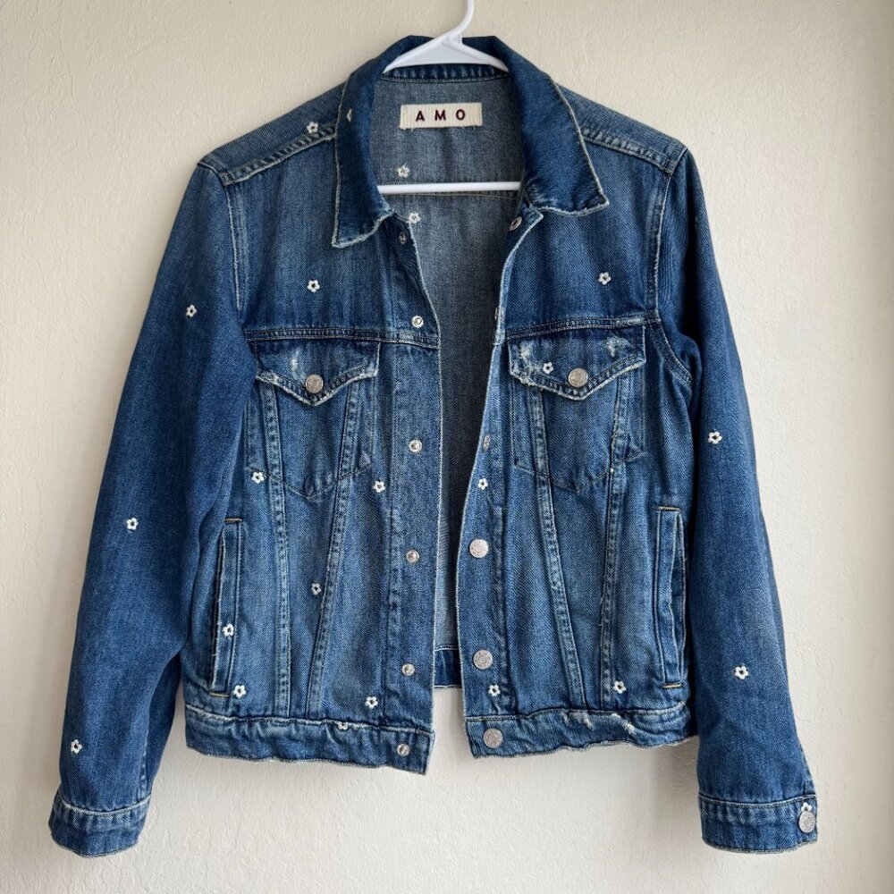 AMO Floral Embroidered Denim Jacket